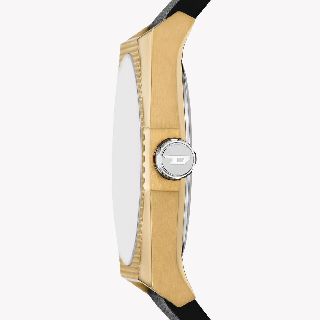 DIESEL Men's Gold/Black Leather Watch | DZ2219