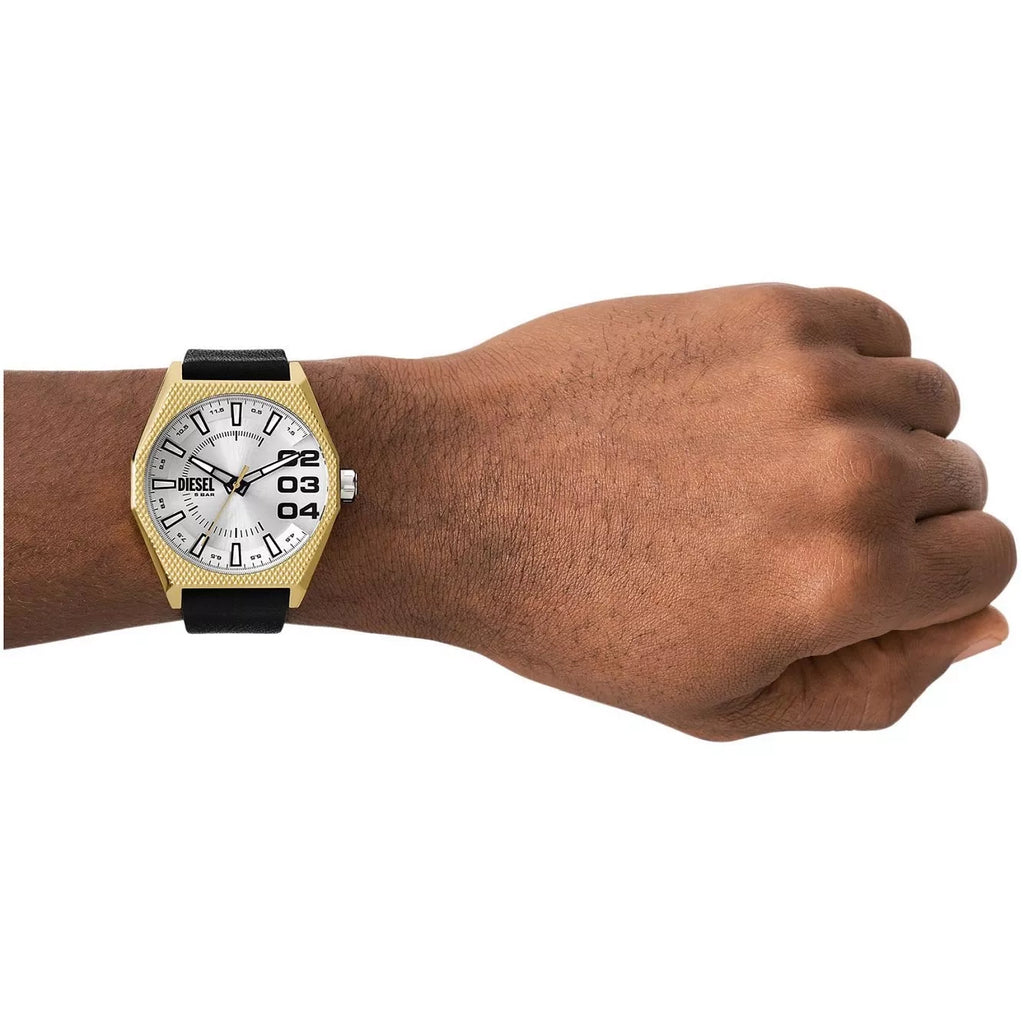 DIESEL Men's Gold/Black Leather Watch | DZ2219