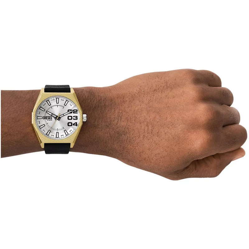 DIESEL Men's Gold/Black Leather Watch | DZ2219 by i-watch