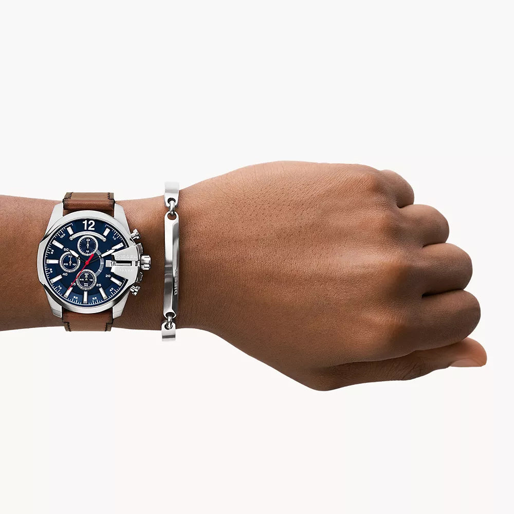 Diesel Men's Leather/Silver, Dark Blue | Dz4601set Watch