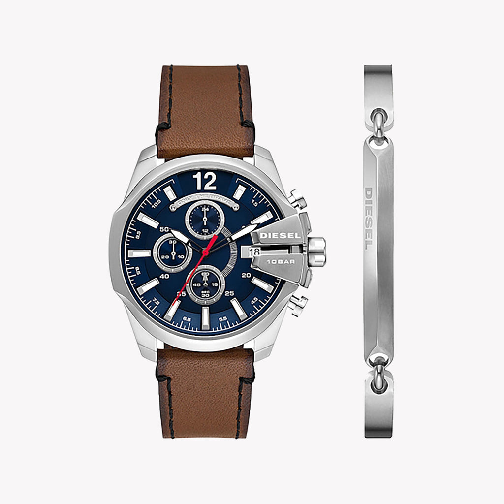 Diesel Men's Leather/Silver, Dark Blue | Dz4601set Watch