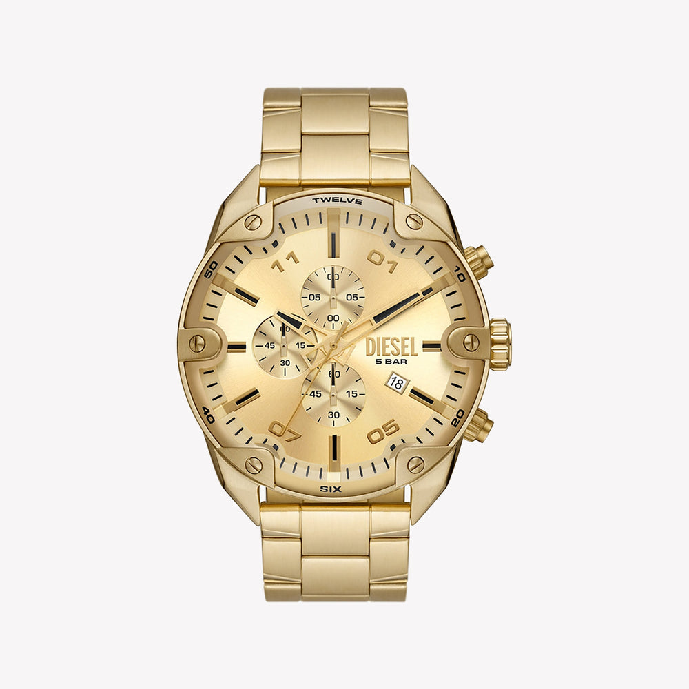 Diesel Spiked Chronograph Gold-Tone Stainless Steel Men's Watch DZ4608