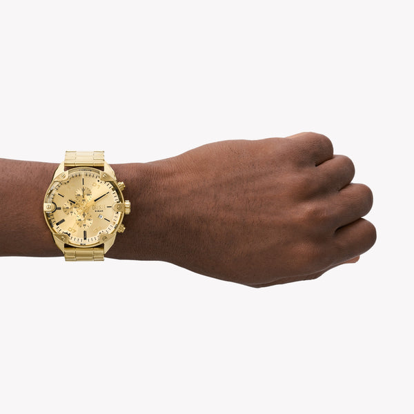 Diesel Spiked Chronograph Gold-Tone Stainless Steel Men's Watch DZ4608