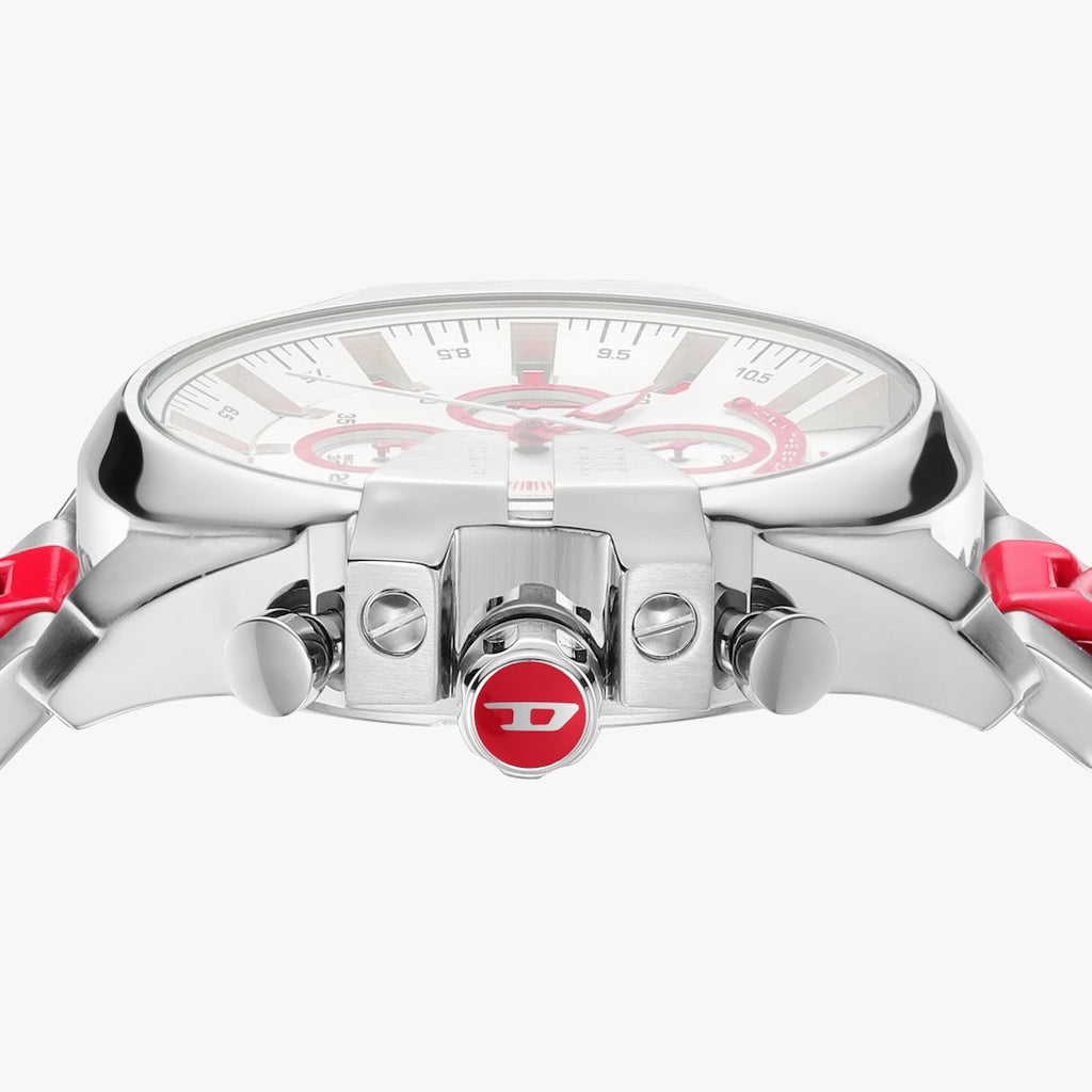 Diesel Men's Silver/Red Watch, Stainless Steel | Dz4628