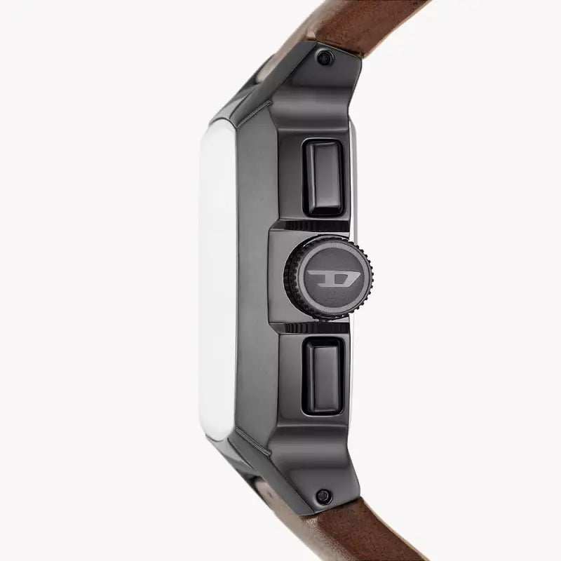 Diesel Men's Grey Stainless Steel, Brown Leather | Dz4641