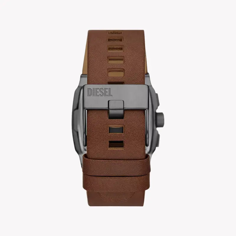 Diesel Men's Grey Stainless Steel, Brown Leather | Dz4641