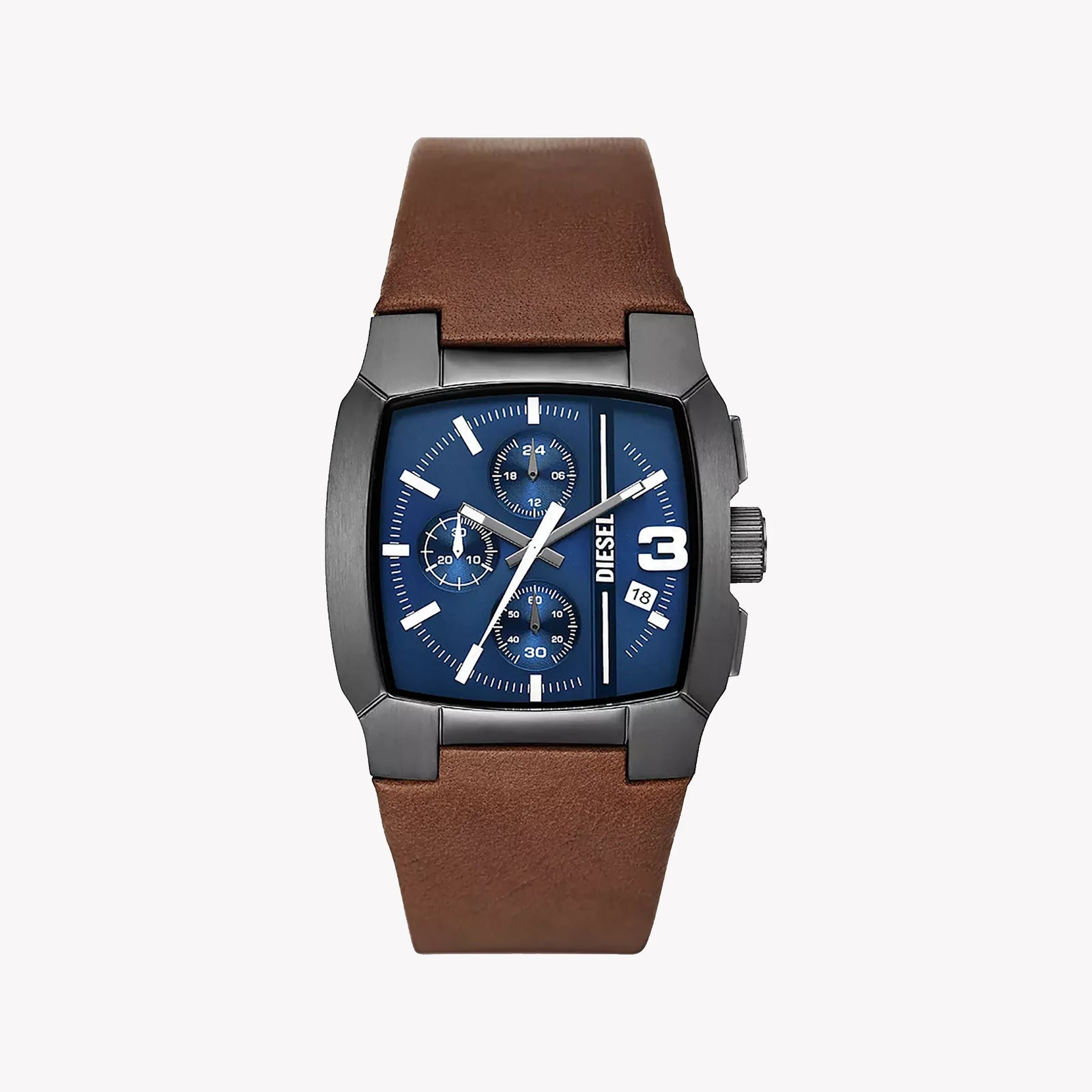 Diesel Men's Grey Stainless Steel, Brown Leather | Dz4641 by i-watch