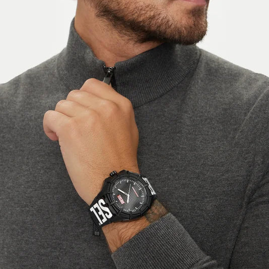 Diesel Framed Solar-Powered Black Dial Men's Watch DZ4654