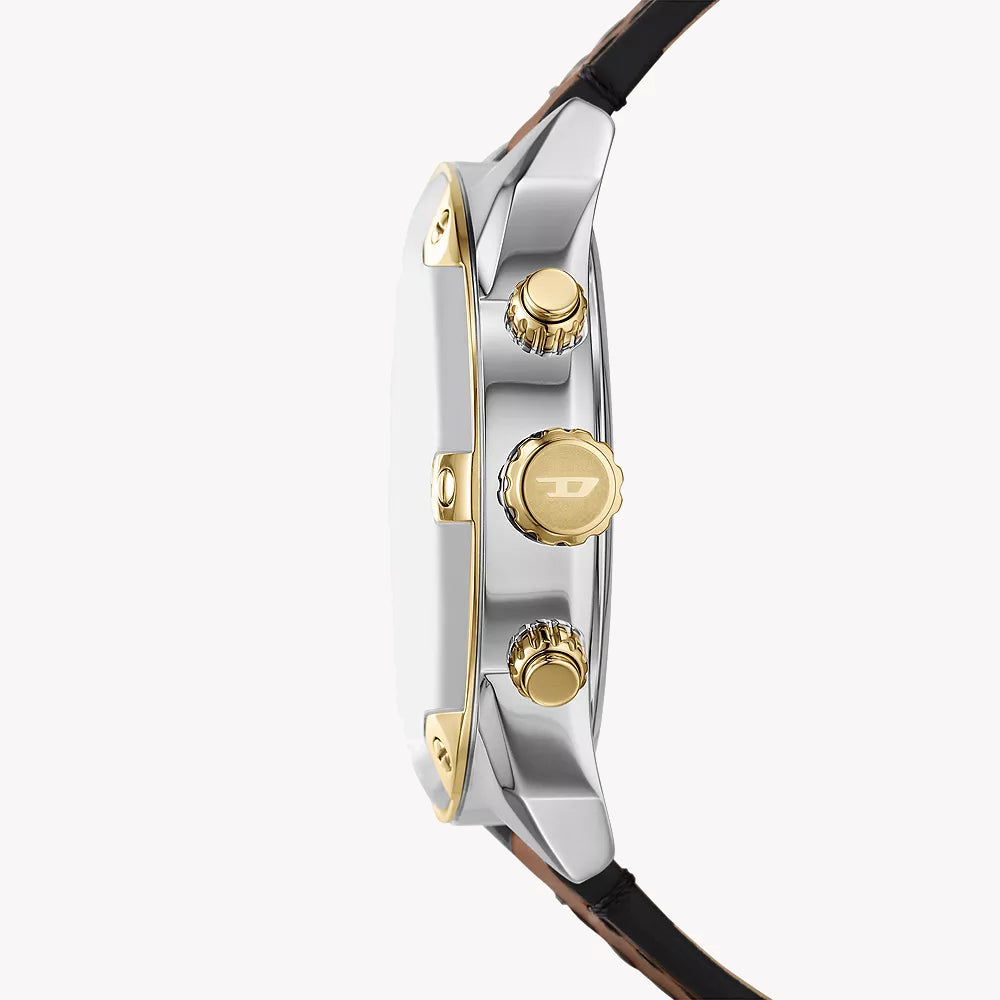 Diesel Men's Gold Watch, Brown Leather Band | Dz4665