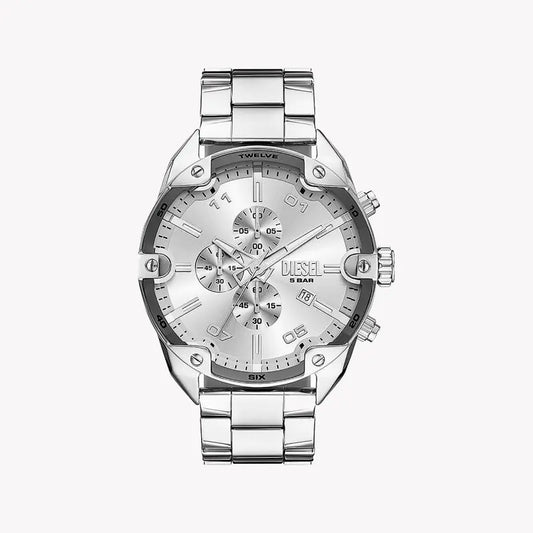 Diesel Men's Silver Stainless Steel Watch, Silver Dial | Dz4677