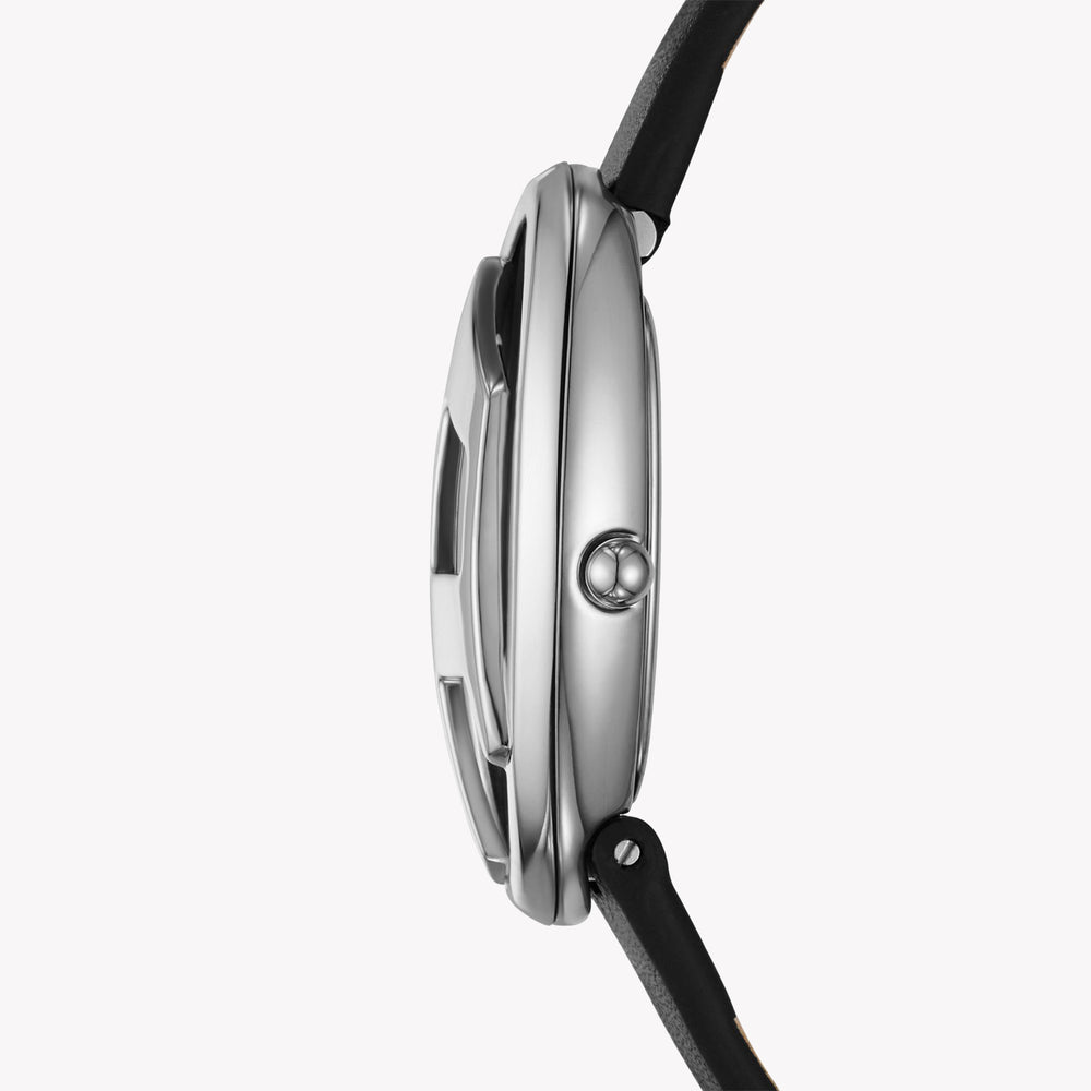 Diesel D-Era Two-Hand Black Leather Watch