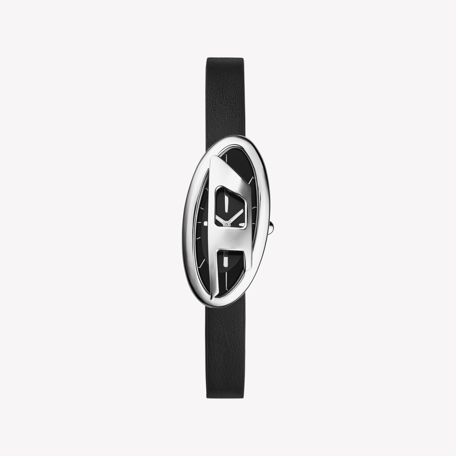 Diesel D-Era Two-Hand Black Leather Watch