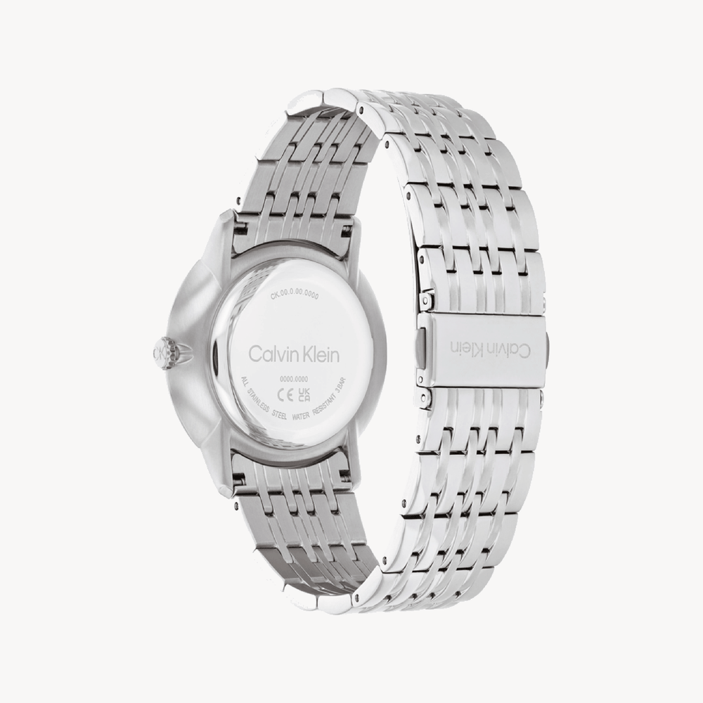 Ck Calvin Klein Men's Silver Watch, Black Dial | 25300006 by i-watch