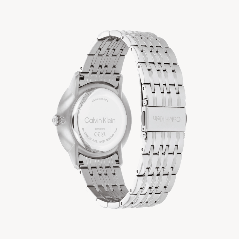 Ck Calvin Klein Men's Silver Watch, Black Dial | 25300006 by i-watch