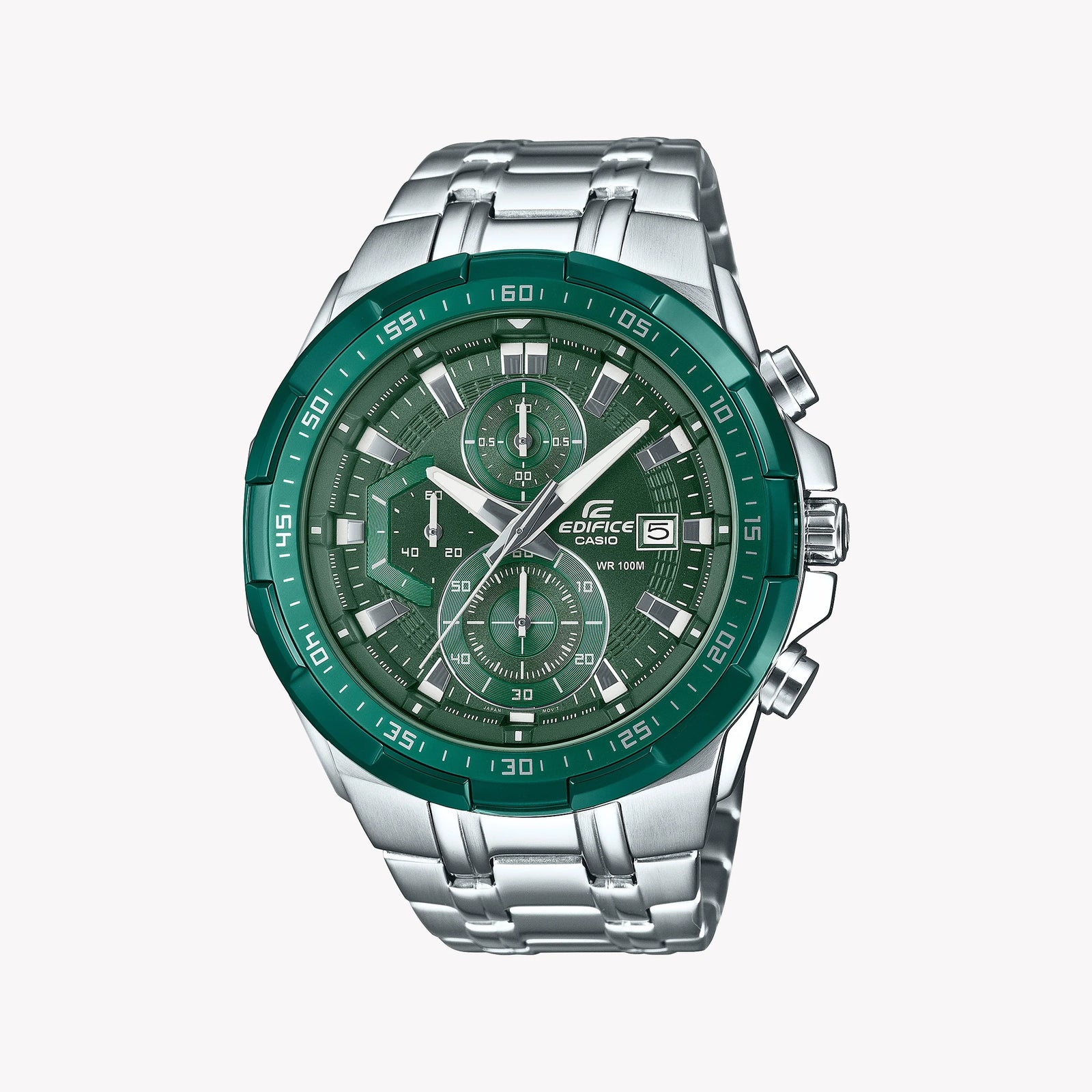 CASIO EDIFICE Men's Silver/Green, Stainless Steel | EFR-539DE-3AVUEF by i-watch
