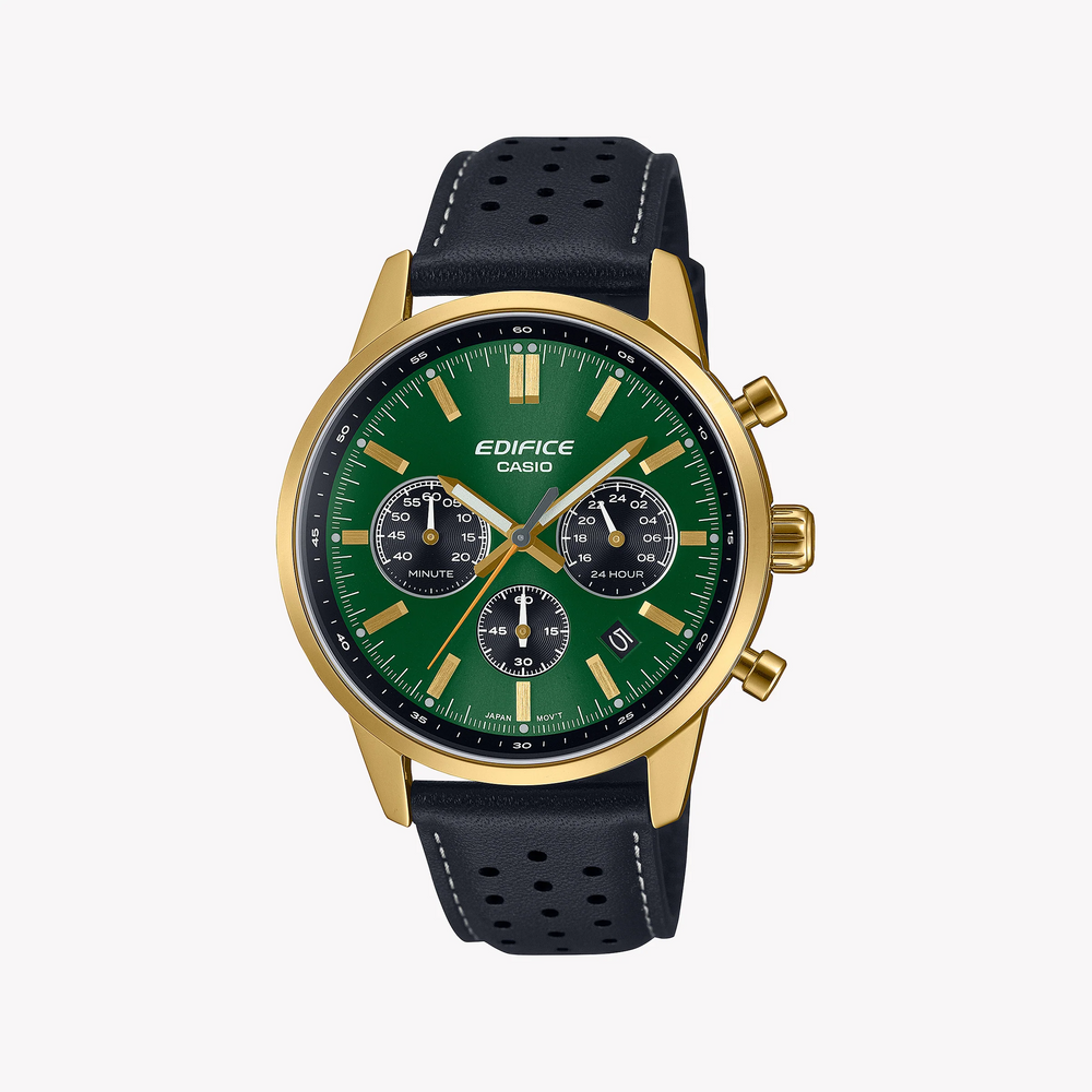 Casio Men's Gold/Leather Watch | Efr-575cl-3aef by i-watch