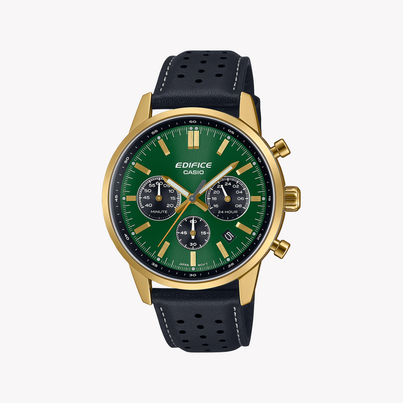 Casio Men's Gold/Leather Watch | Efr-575cl-3aef by i-watch