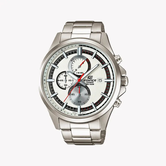 Casio Men's Silver Stainless Steel Watch, White Dial | Efv-520d-7a