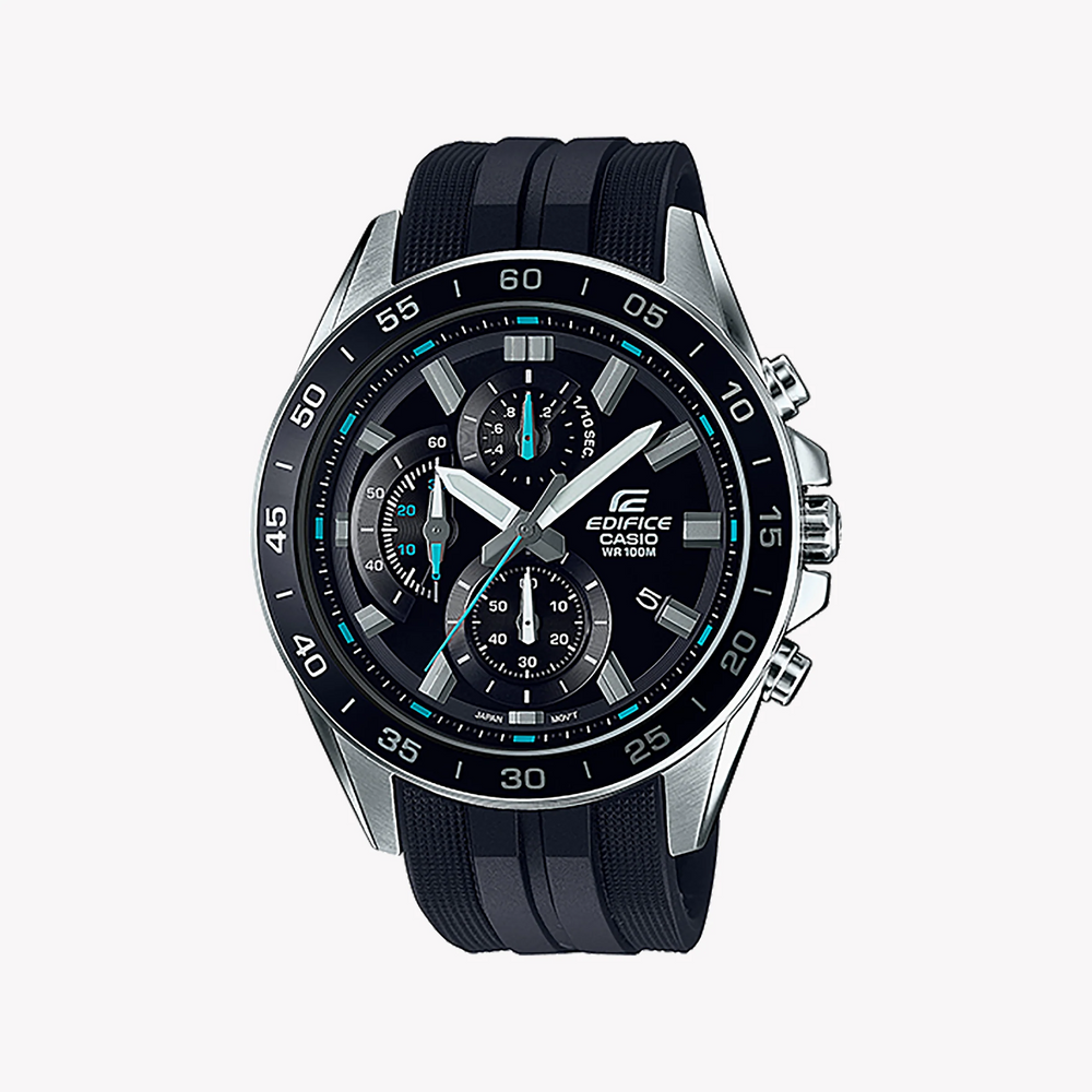 Casio Men's Silver Stainless Steel Watch, Black Silicone Strap | Efv-550p-1avu by i-watch