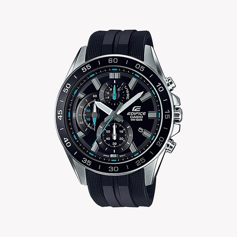 Casio Men's Silver Stainless Steel Watch, Black Silicone Strap | Efv-550p-1avu by i-watch