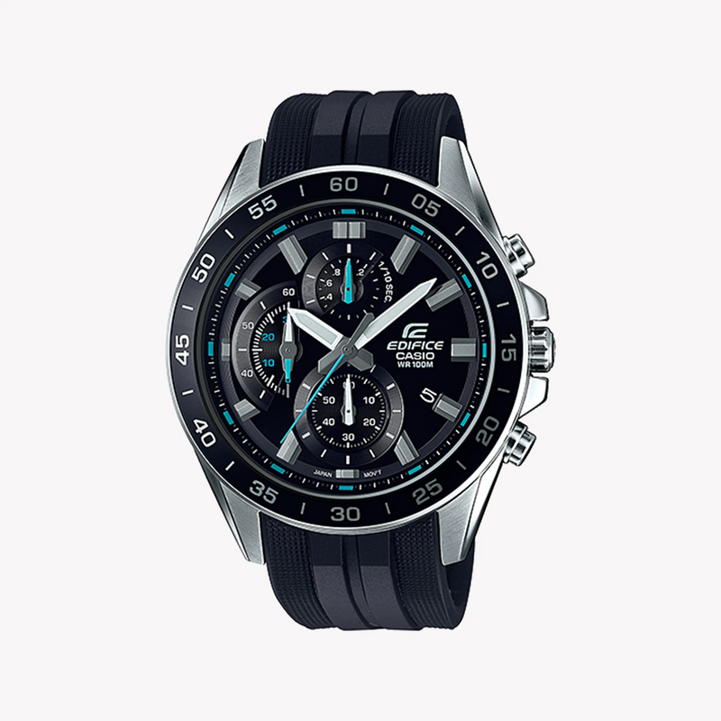 Casio Men's Silver Stainless Steel Watch, Black Silicone Strap | Efv-550p-1avu by i-watch