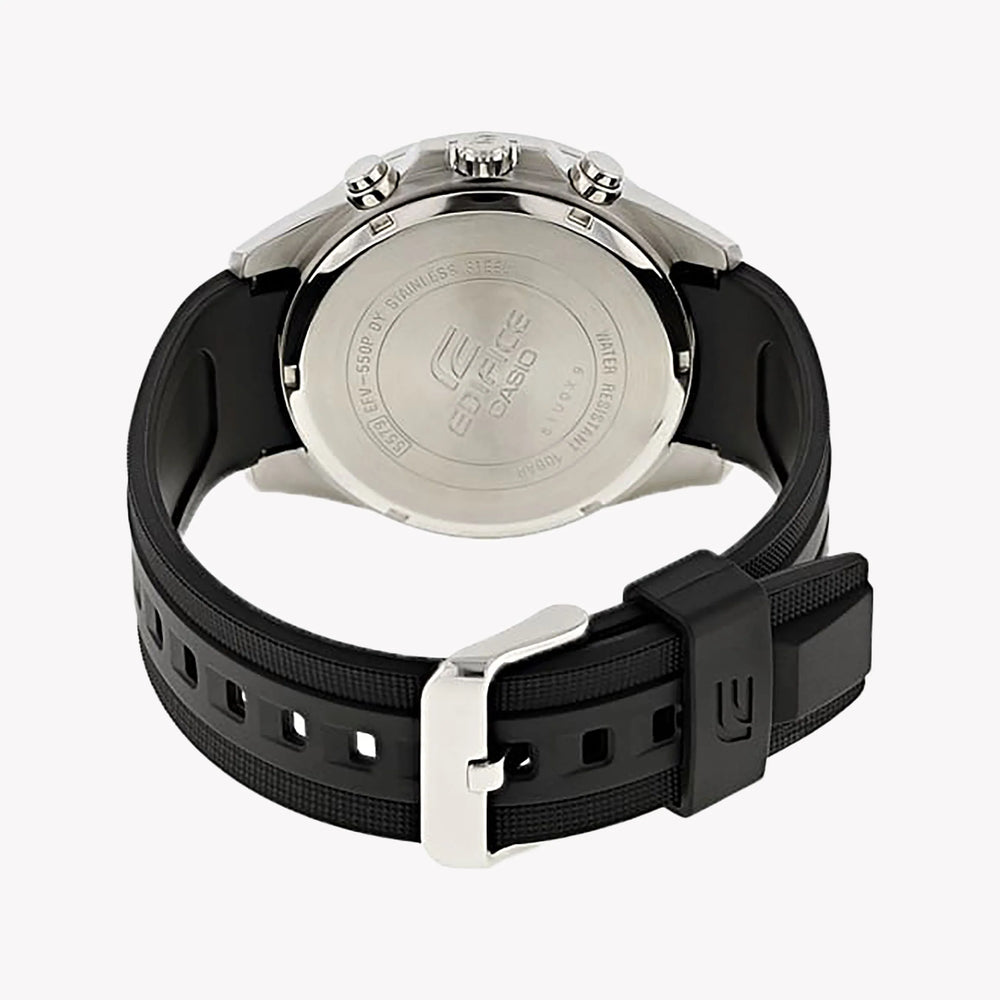 Casio Men's Silver Stainless Steel Watch, Black Silicone Strap | Efv-550p-1avu by i-watch