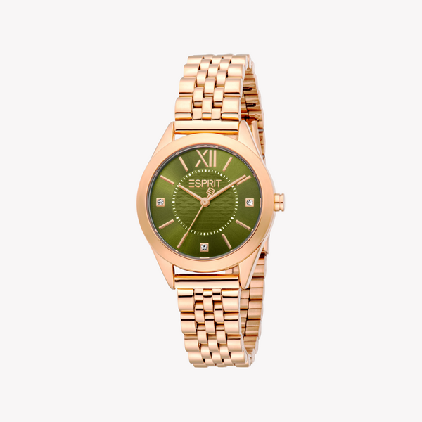 Esprit Women's Rose Gold Watch, Olive Dial | Es1l434m1045 by i-watch