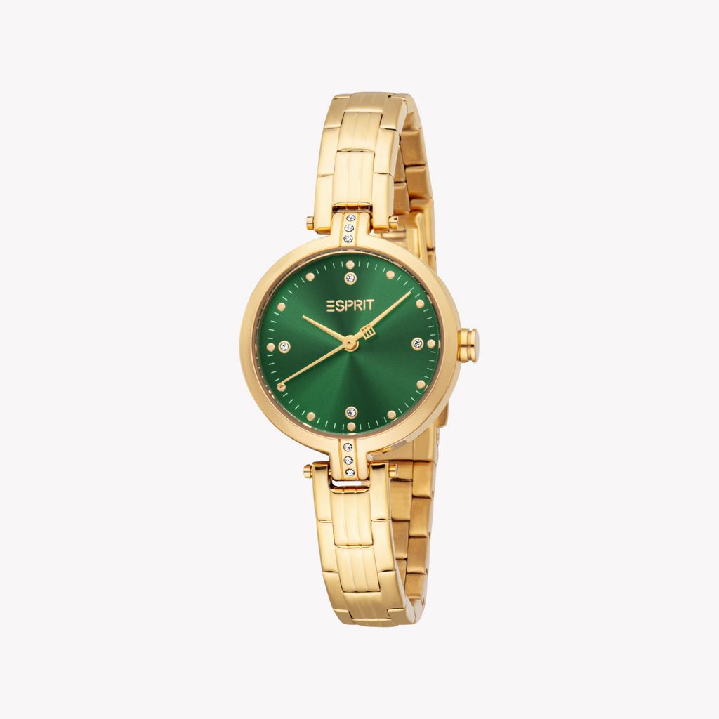 Esprit Women's Gold/Dark Green Watch | Es1l502m0035