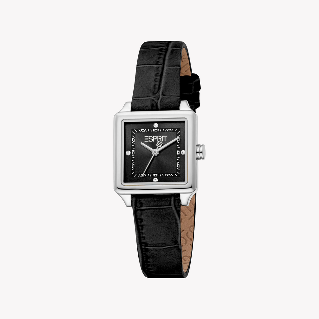 Esprit Women's Stainless/Leather, Silver/Black | Es1l511l0015