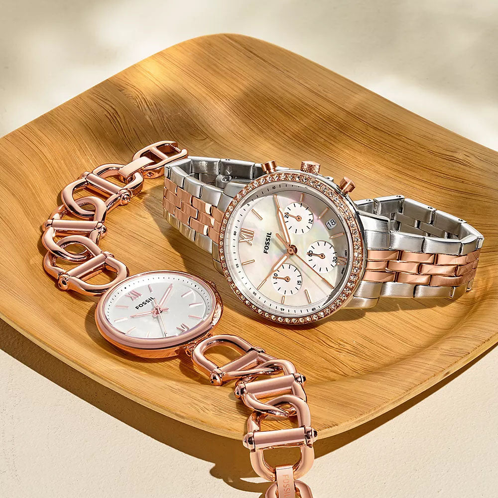 Fossil Neutra Chronograph Men's Silver/Gold Watch, White Dial | Es5279