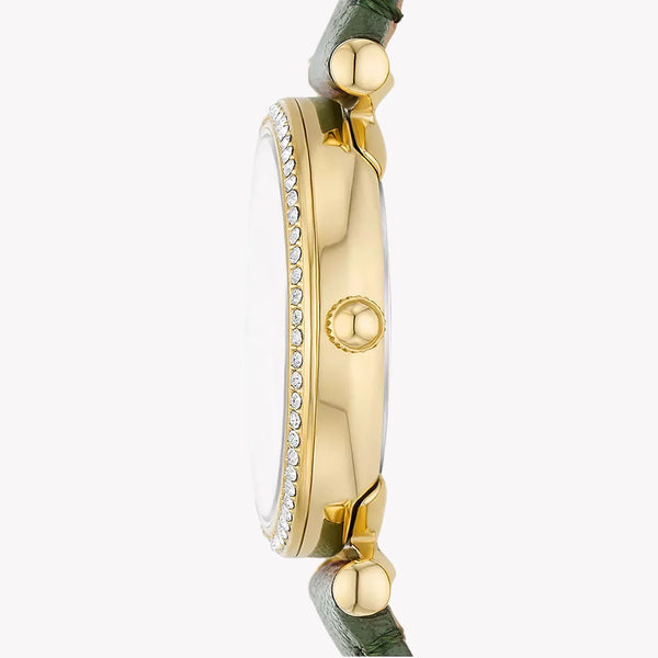Fossil Women's Green Leather & Gold Stainless Steel Watch Es5298 by i-watch
