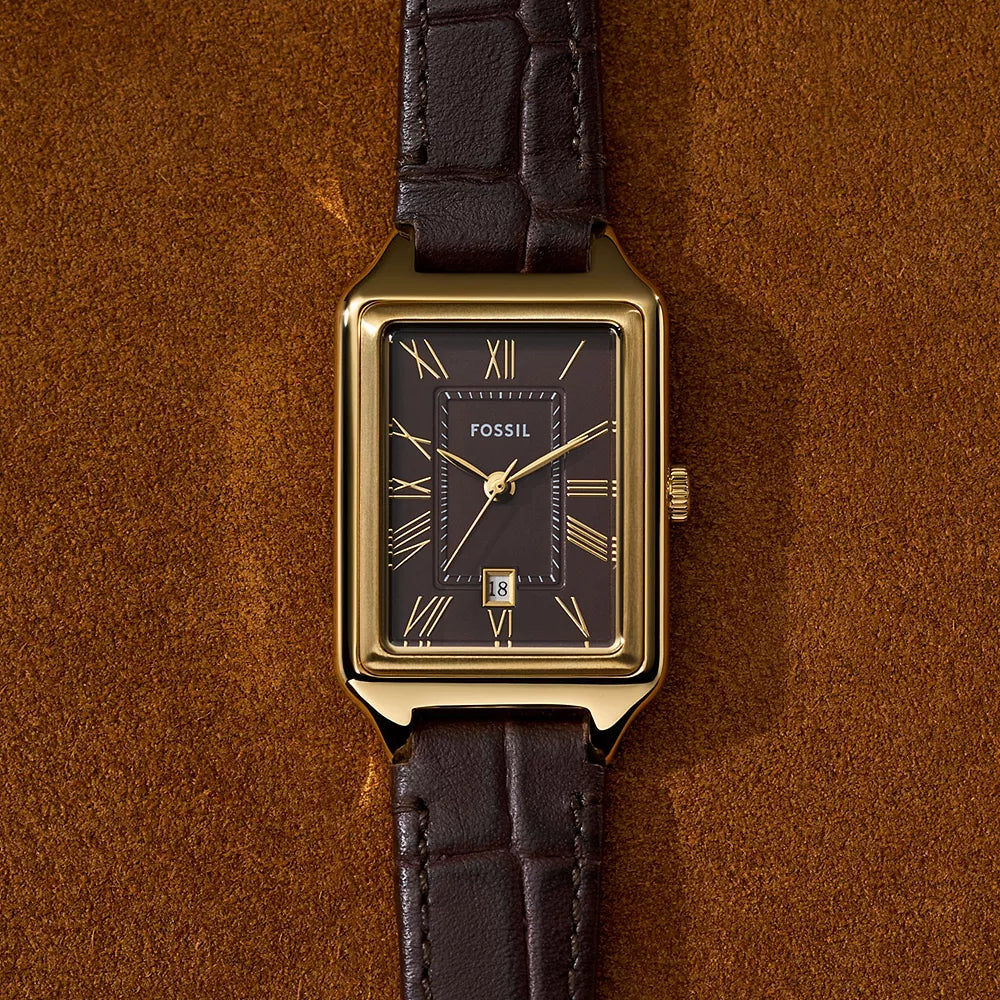 Fossil Women's Gold Stainless Steel, Brown Leather | Es5367