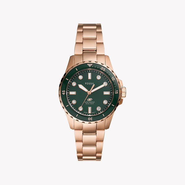 Fossil Women's Rose Gold Watch, Green Dial | Es5371 by i-watch