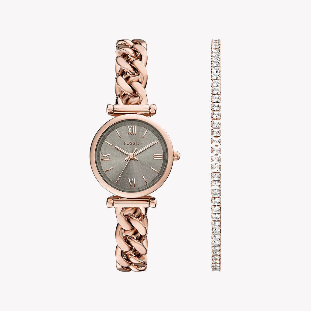 Fossil Women's Rose Gold Watch, Grey Dial | Es5378set