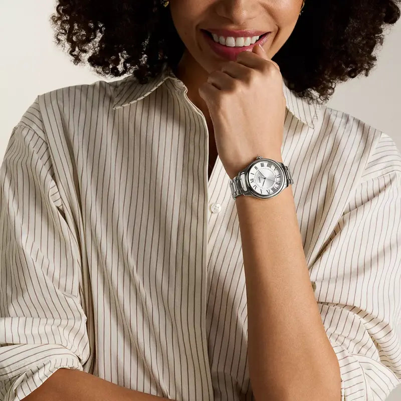 Fossil Women's Silver Stainless Steel Watch, Silver Dial | Es5393