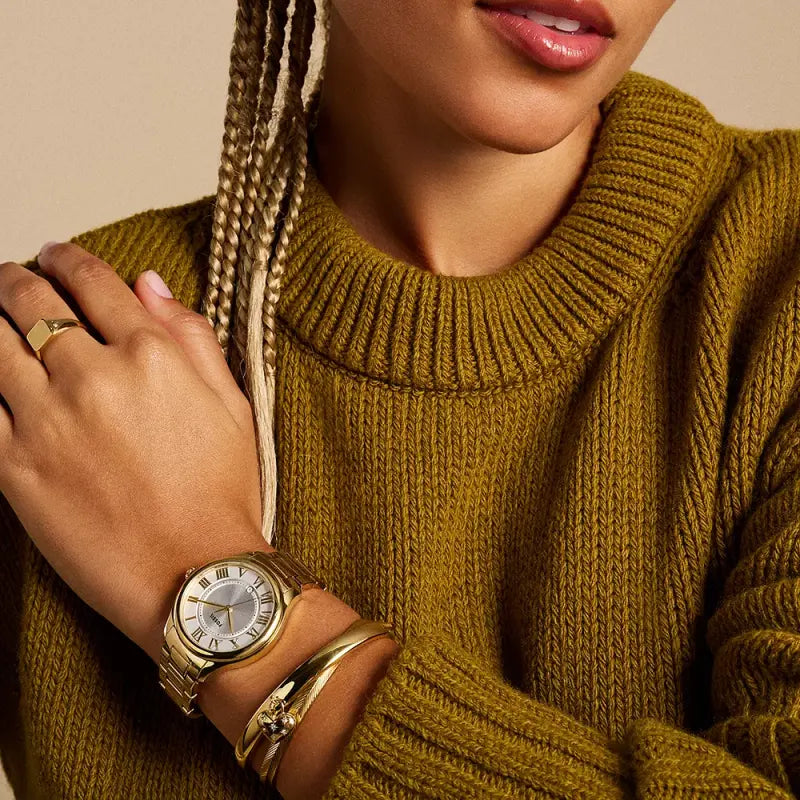 Fossil Women's Gold Watch, White&Silver Dial | Es5395