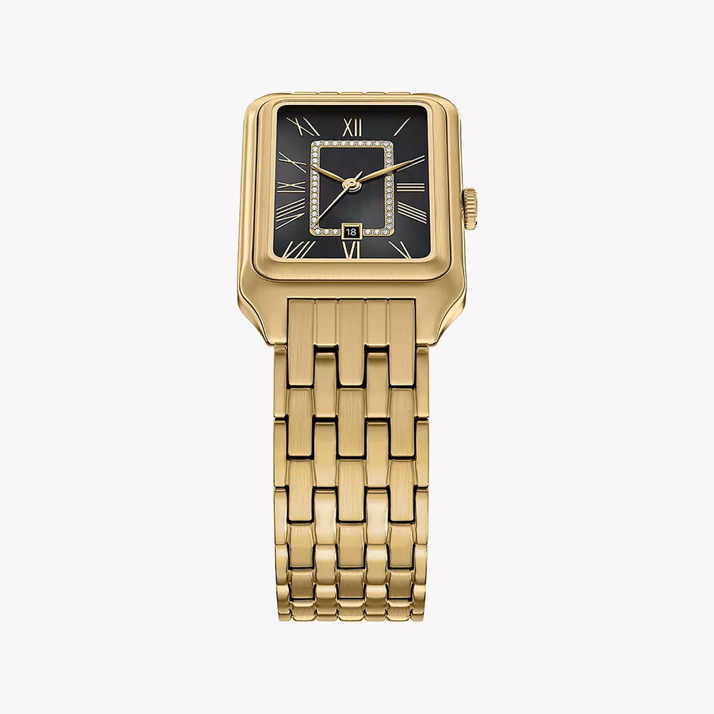Raquel Three-Hand Date Gold-Tone Stainless Steel Watch