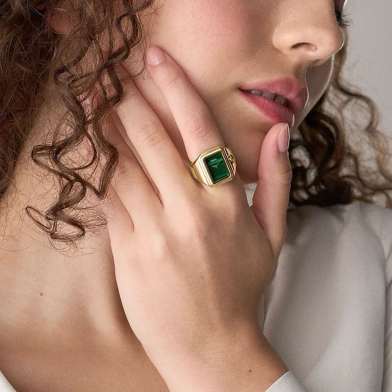 Fossil Raquel Watch Ring Two-Hand Gold-Tone Stainless Steel Watch