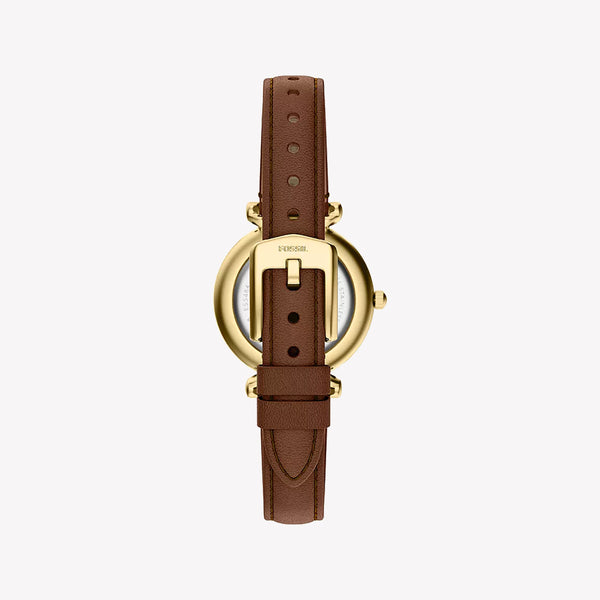 Carlie Mini Three-Hand Brown Leather Watch