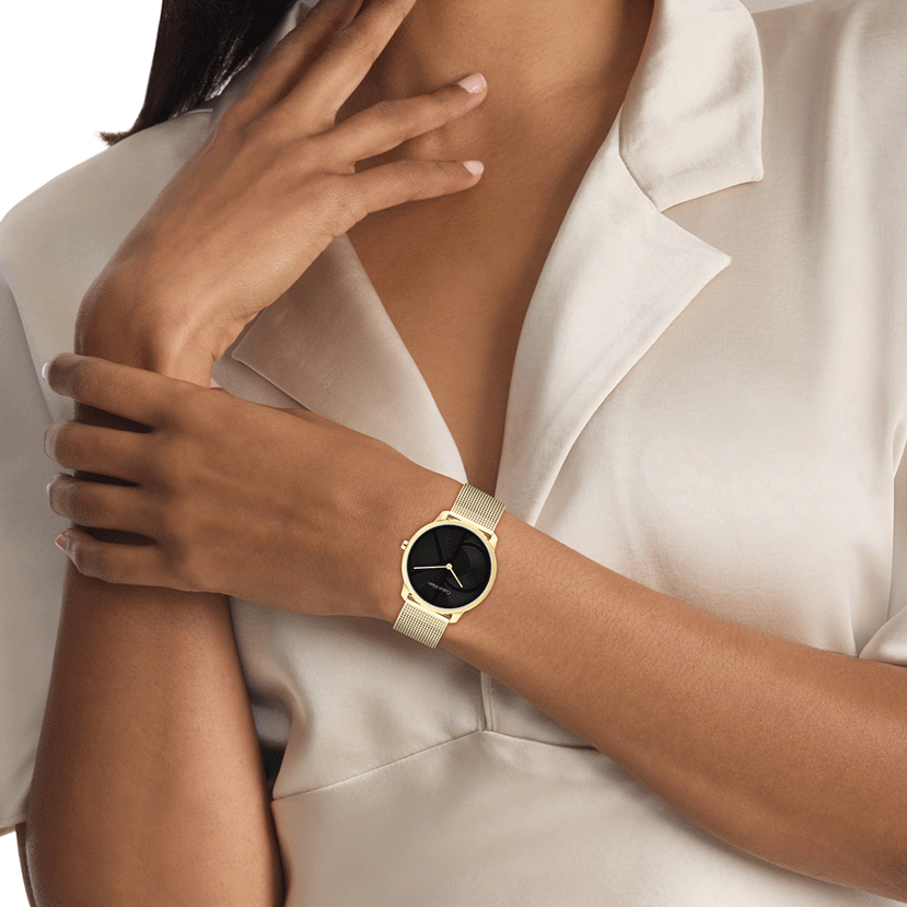 Ck Calvin Klein Women's Gold Stainless Steel Watch, Black Dial | Ck1l123m0012 by i-watch