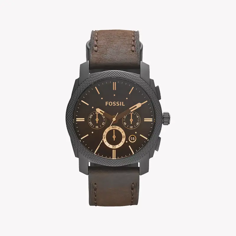 Fossil Men's Black Stainless Steel, Dark Brown Dial | Fs4656