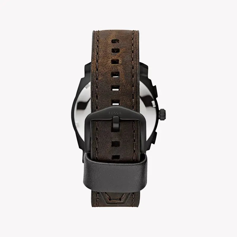 Fossil Men's Black Stainless Steel, Dark Brown Dial | Fs4656