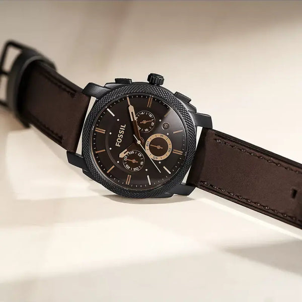 Fossil Men's Black Stainless Steel, Dark Brown Dial | Fs4656 by i-watch