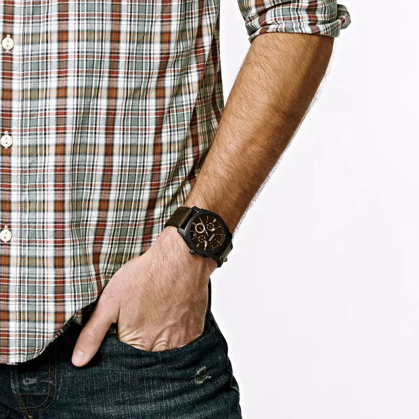 Fossil Men's Black Stainless Steel, Dark Brown Dial | Fs4656 by i-watch