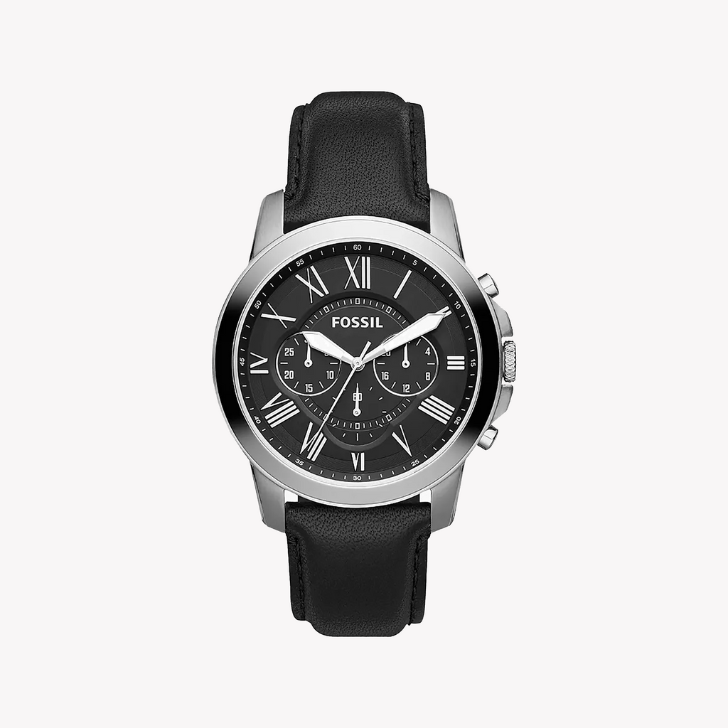 Fossil Men's Silver Watch, Black Dial | Fs4812