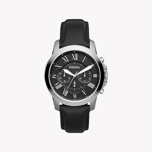 Fossil Men's Silver Watch, Black Dial | Fs4812