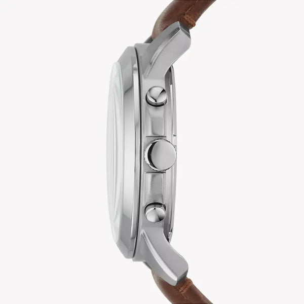Fossil Men's Silver Watch, Brown Leather Band | Fs4813 by i-watch