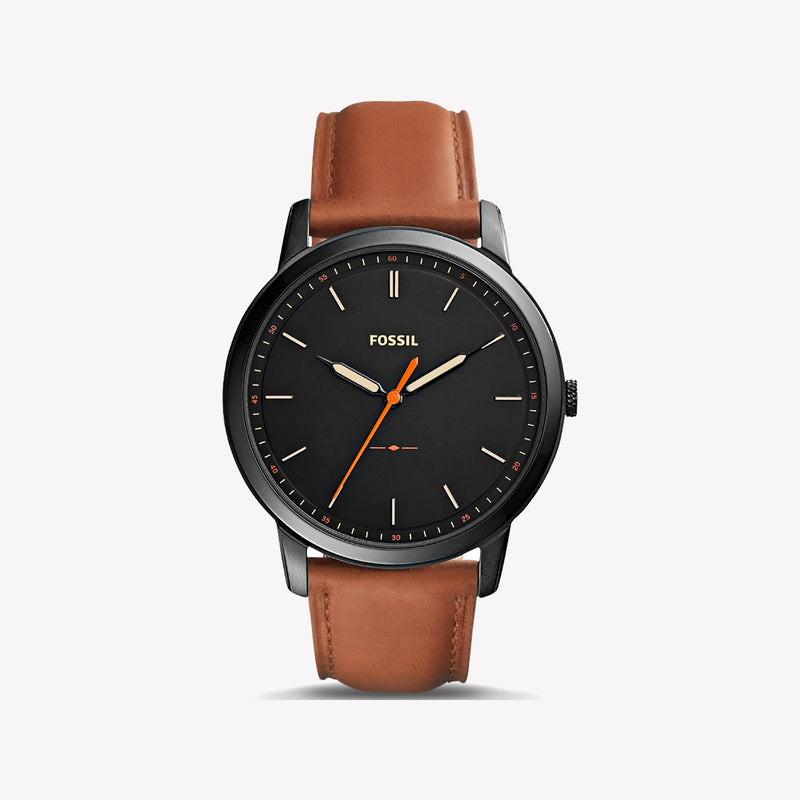 Minimalist Slim Three-Hand Light Brown Leather Watch