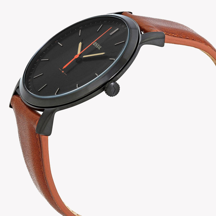 Minimalist Slim Three-Hand Light Brown Leather Watch