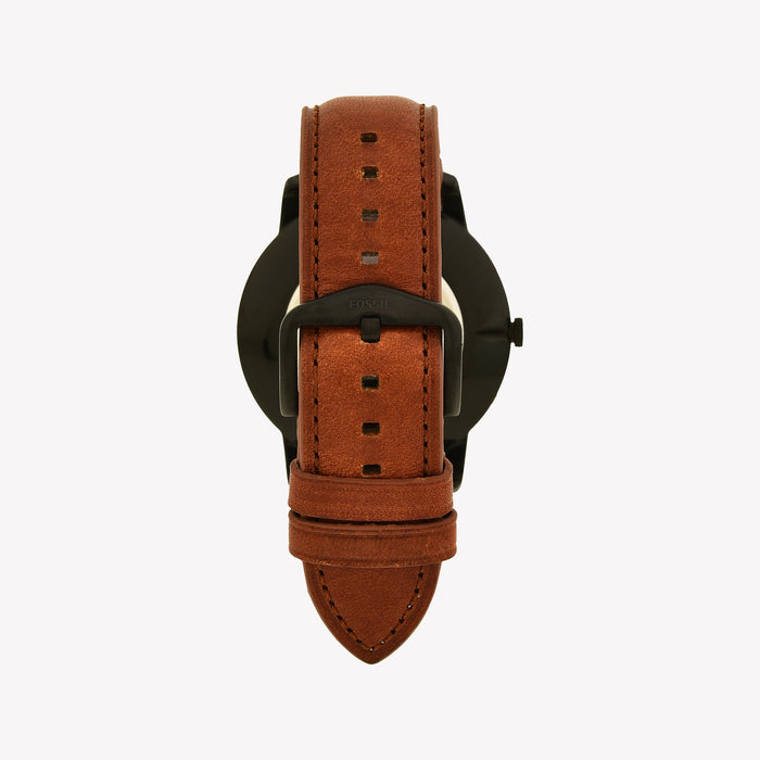 Minimalist Slim Three-Hand Light Brown Leather Watch